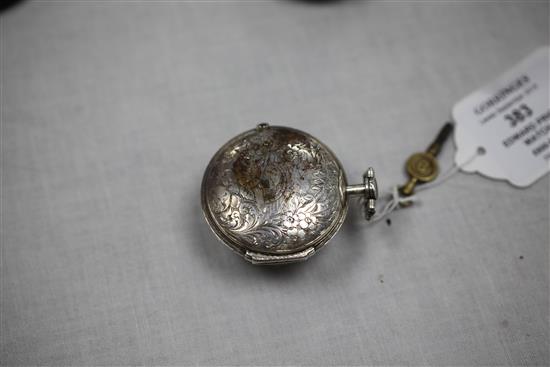 A Victorian silver triple cased keywind verge pocket watch made for the Turkish market, by Edward Prior, London,